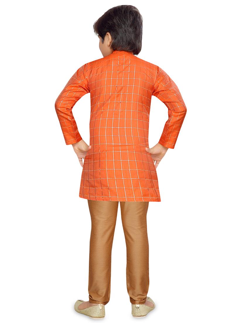 orange silk blend kurta sets kurtas & set - 17148626 - Standard Image - 2
