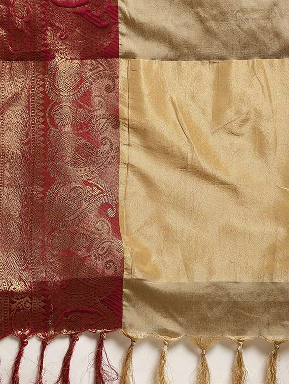 tassel detail kanjivaram saree with blouse - 17148691 - Standard Image - 2