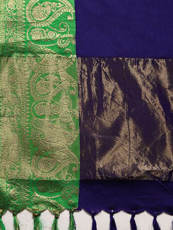 tassel detail kanjivaram saree with blouse - 17148692 - Standard Image - 2