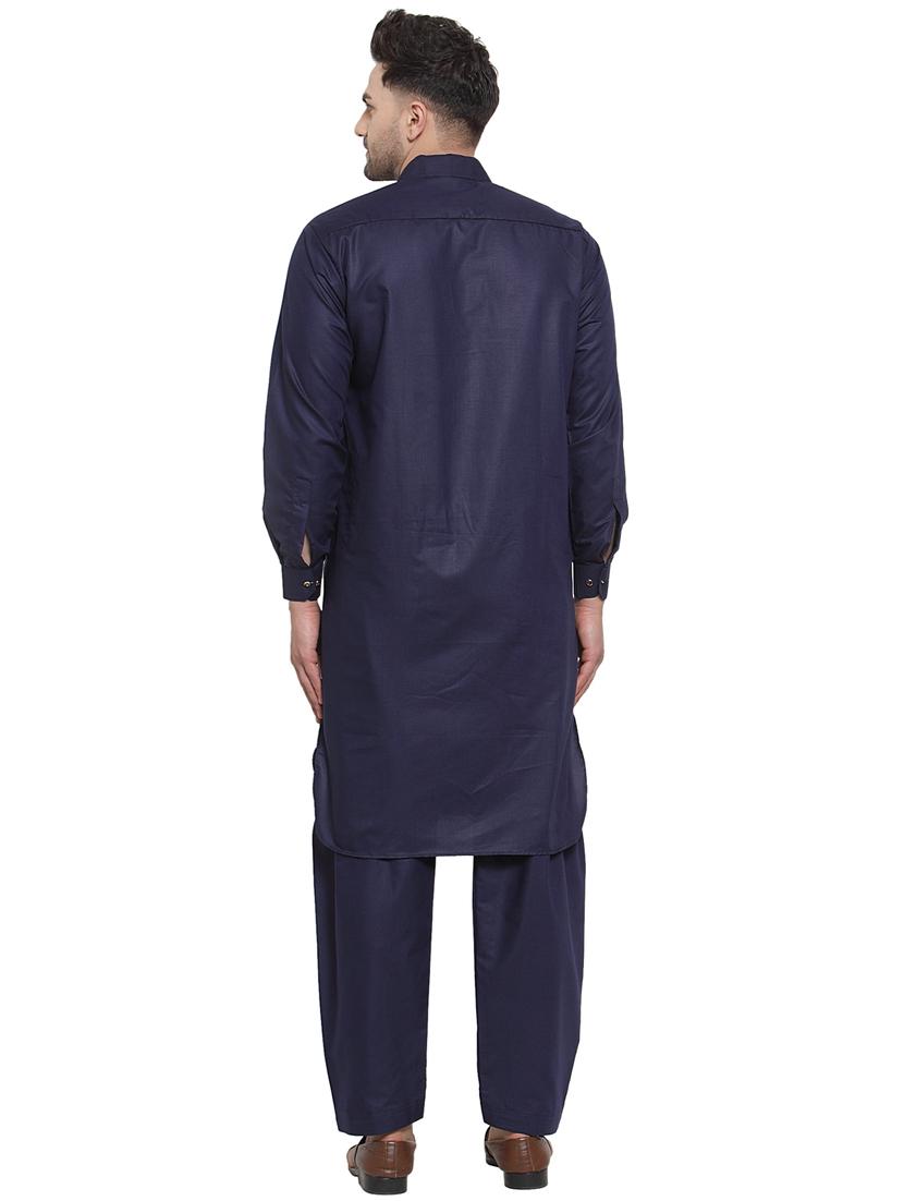navy cotton pathani set - 17149793 - Standard Image - 2