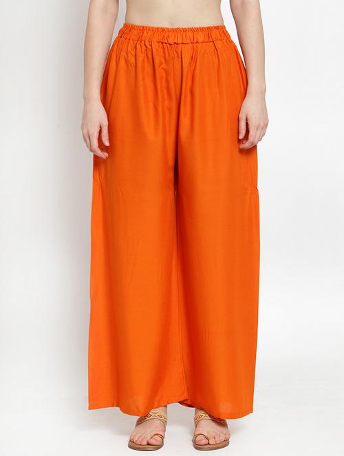 orange rayon palazzos - 17149899 - Standard Image - 0
