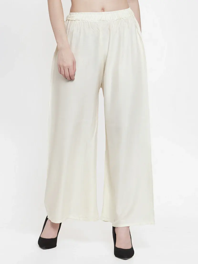 neutral rayon flared palazzo - 17149904 -  Zoom Image - 0