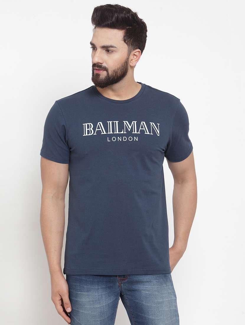 navy blue chest print t-shirt