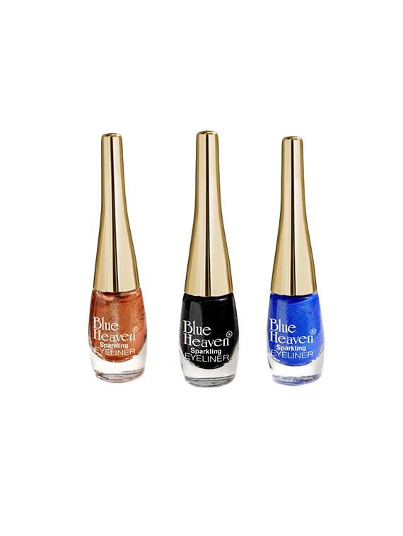 Blue Heaven Pack Of 3 Sparkling Eyeliner Shade(orange,Black,Blue)