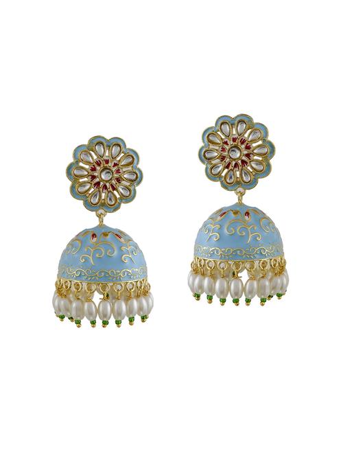 blue gold plated jhumka earring - 17152530 - Standard Image - 0