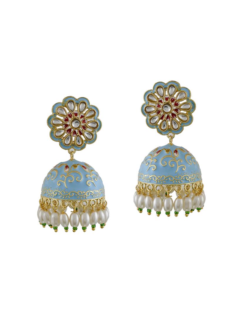 blue gold plated jhumka earring - 17152530 - Zoom Image - 0