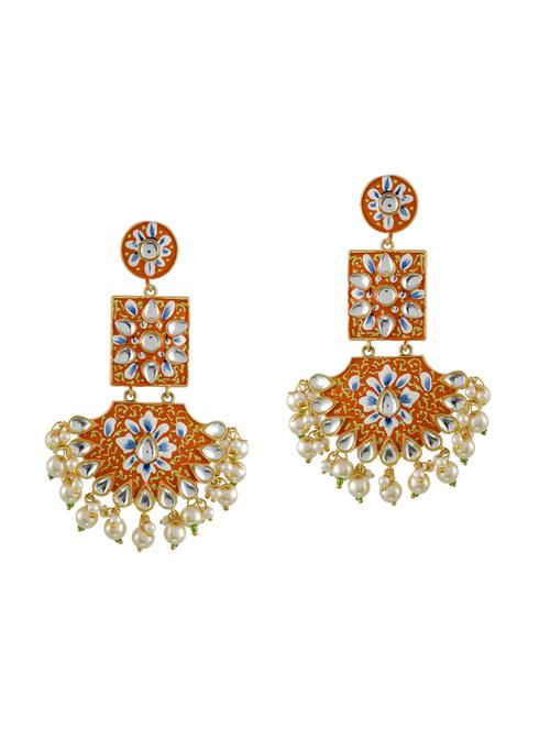 orange gold plated chandellier earring - 17152534 - Standard Image - 0
