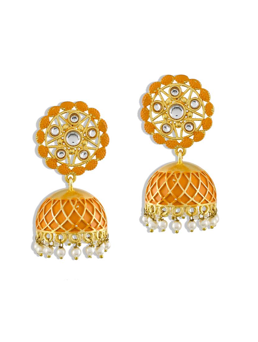 gold  tone gold plated jhumka earring - 17152556 -  Zoom Image - 0