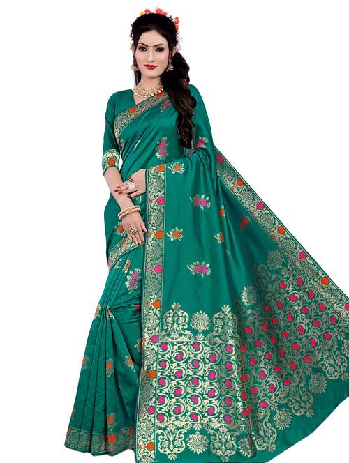 floral woven saree with blouse - 17152739 -  Standard Image - 0
