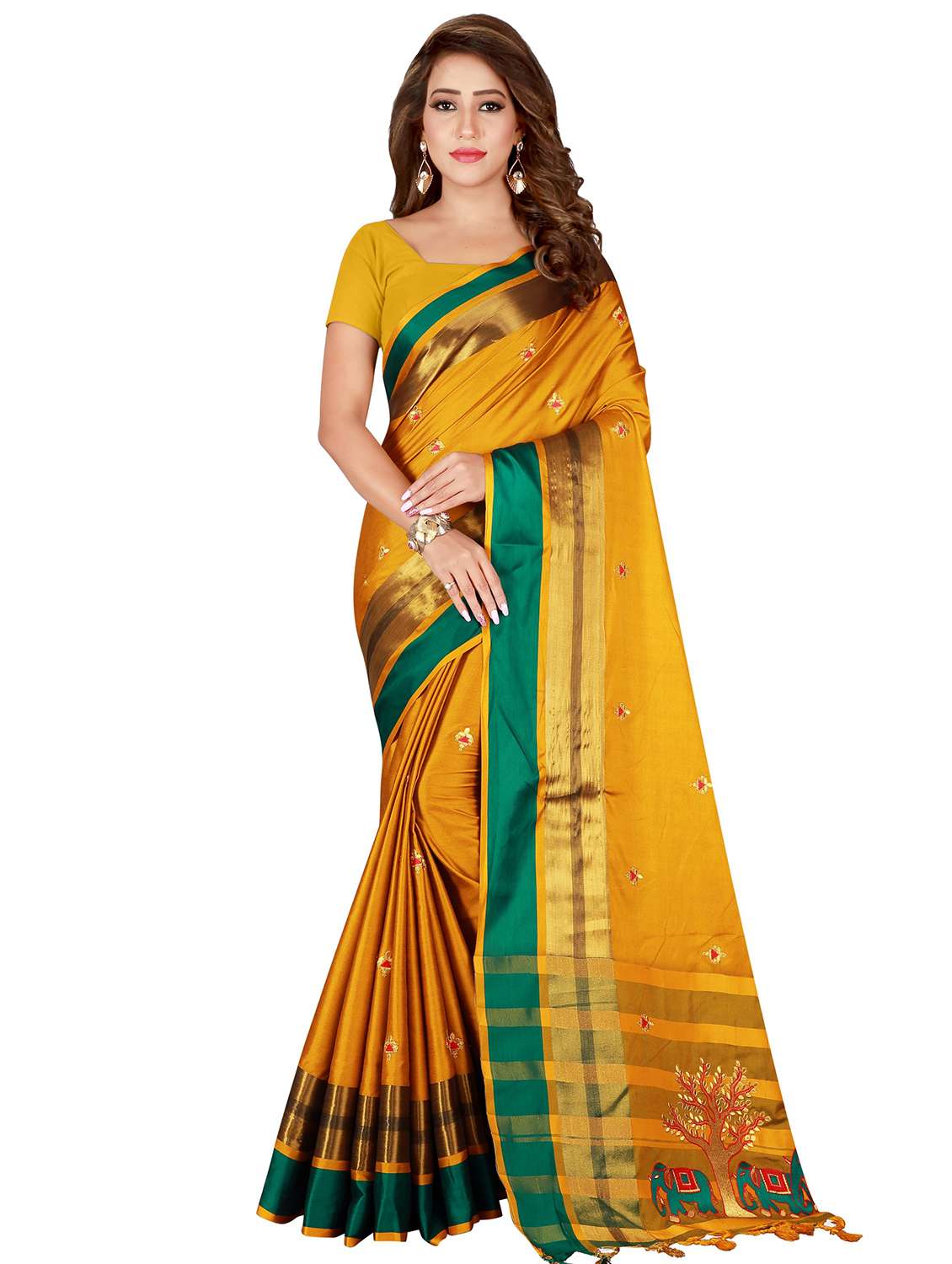 solid embroidered saree with blouse