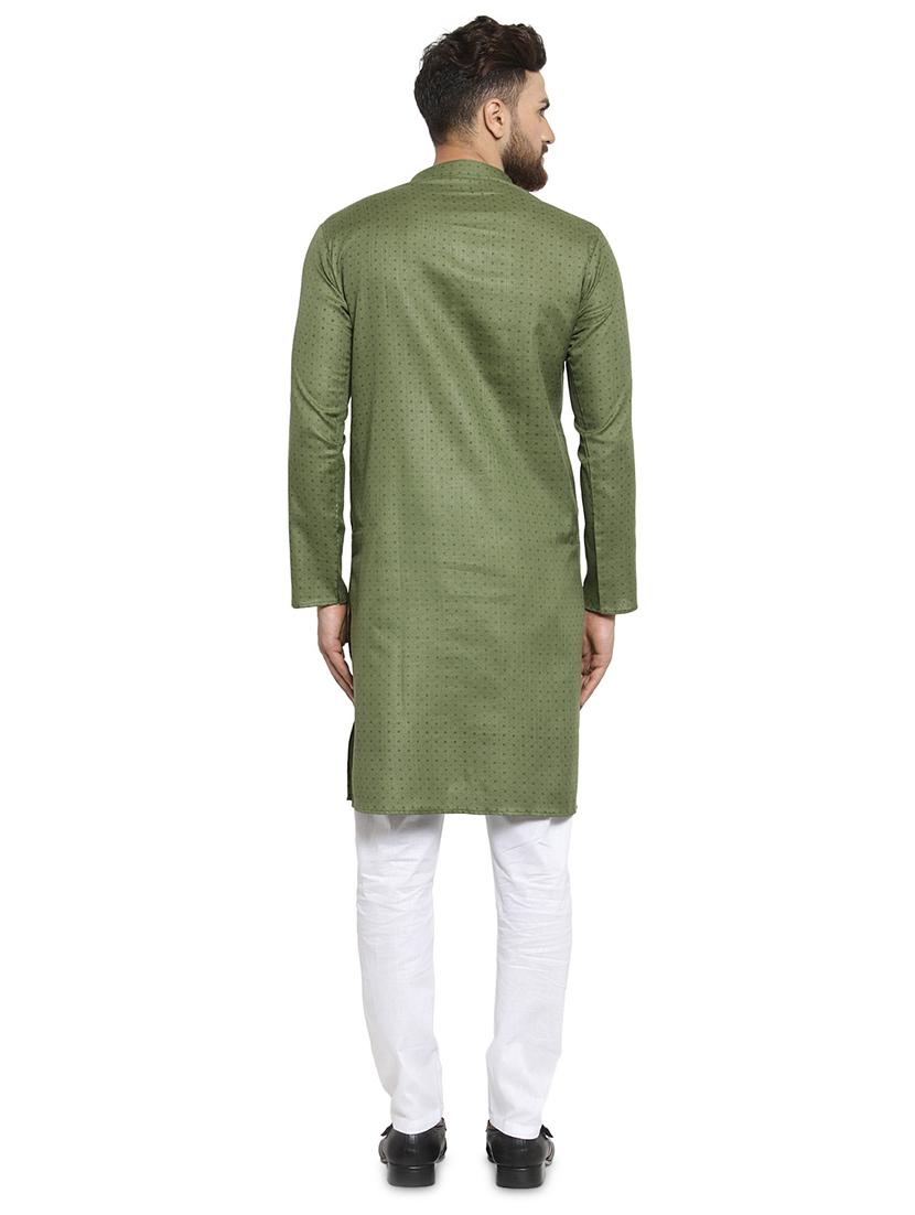 olive green printed kurta pyjama set - 17156449 - Standard Image - 2