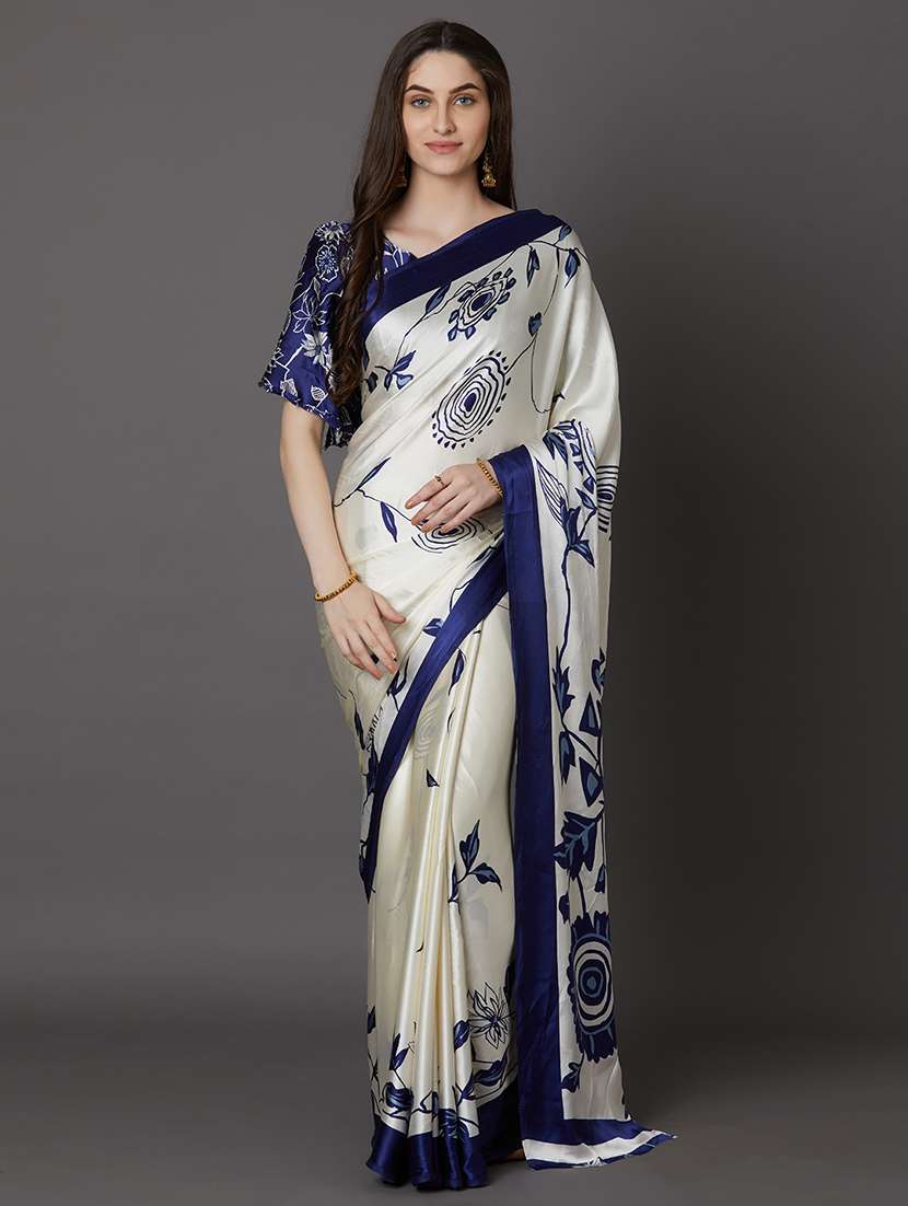 floral printed saree with blouse