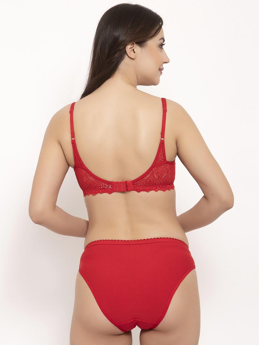 red cotton bras and panty set - 17160081 - Standard Image - 2
