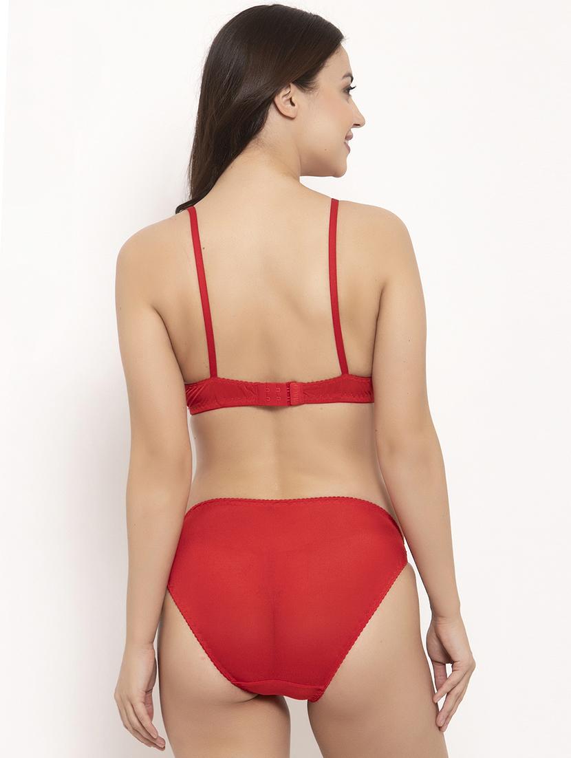 red polyester bras and panty set - 17160084 - Standard Image - 2