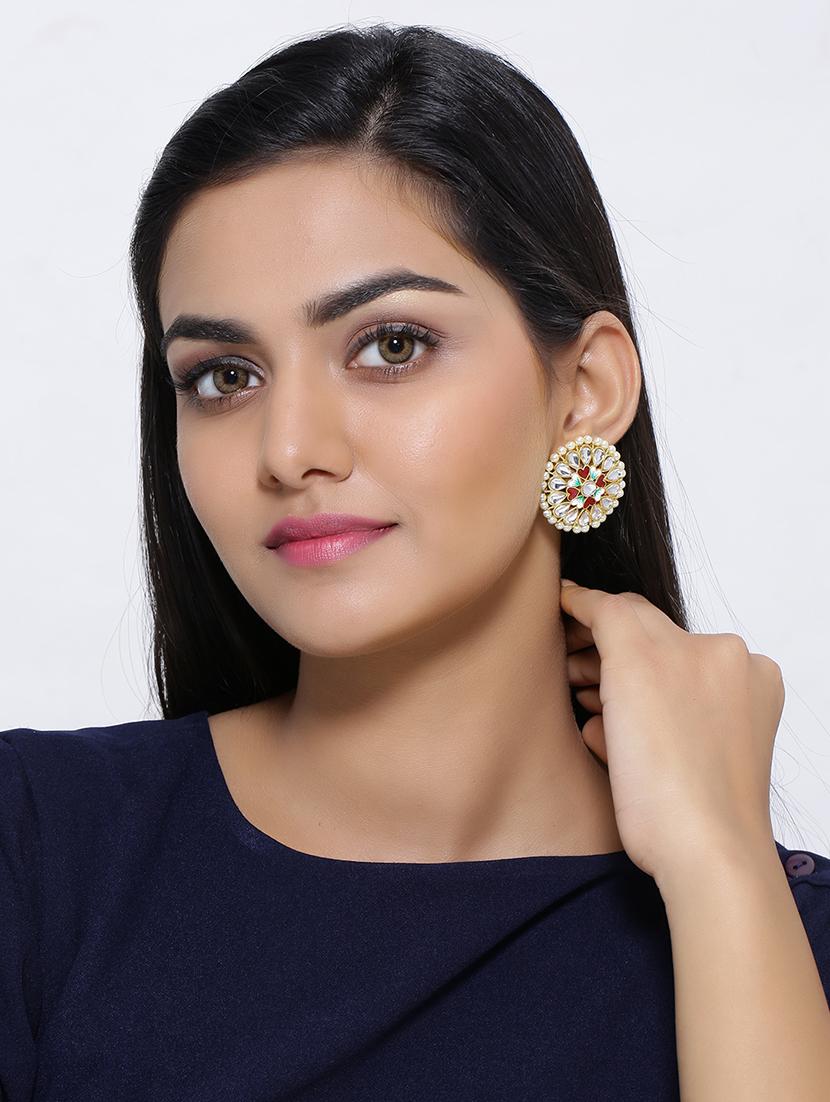 gold plated studs earring - 17160104 - Standard Image - 2