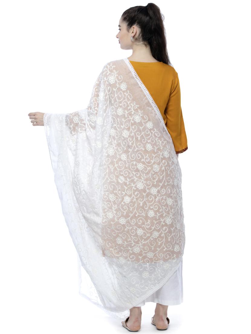 solid chikankari dupatta - 17161616 - Standard Image - 2