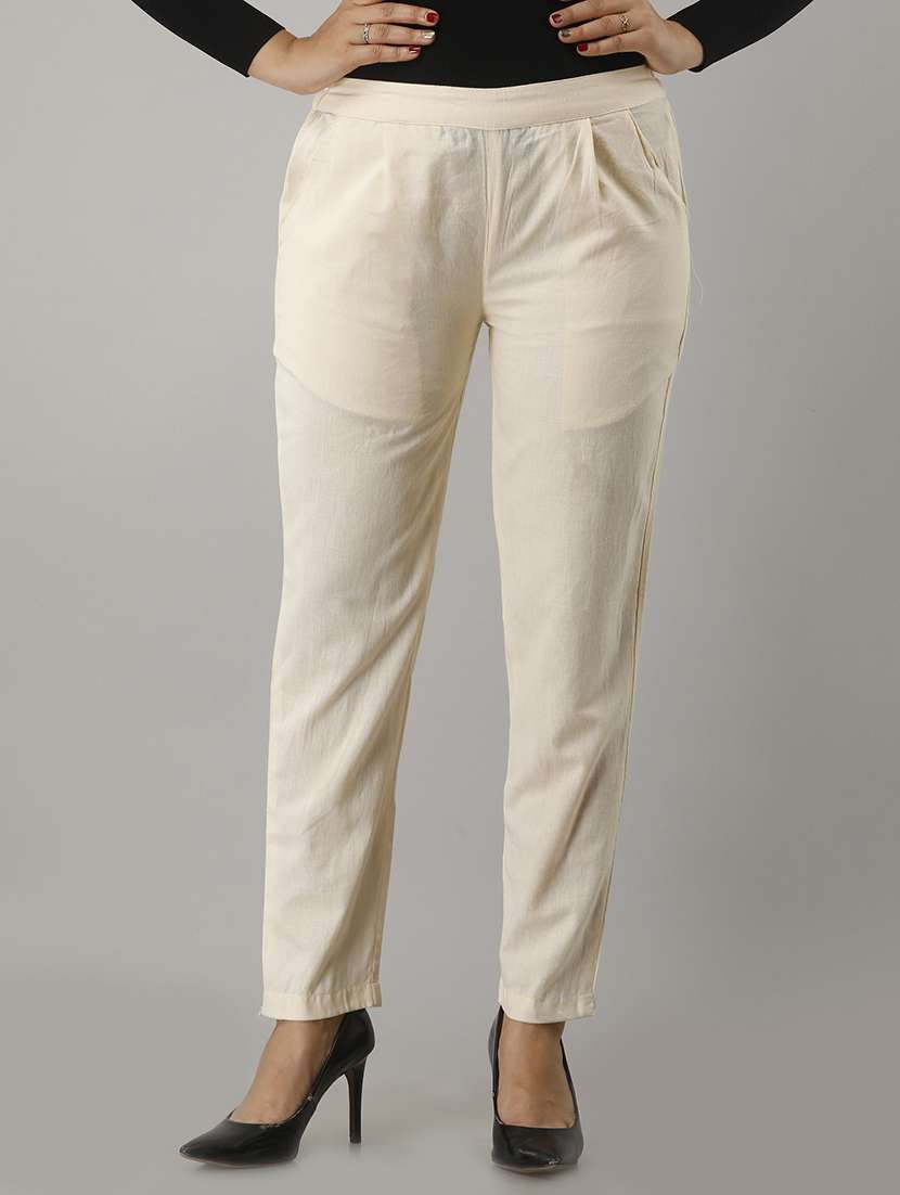 women solid full length cigarette pants 