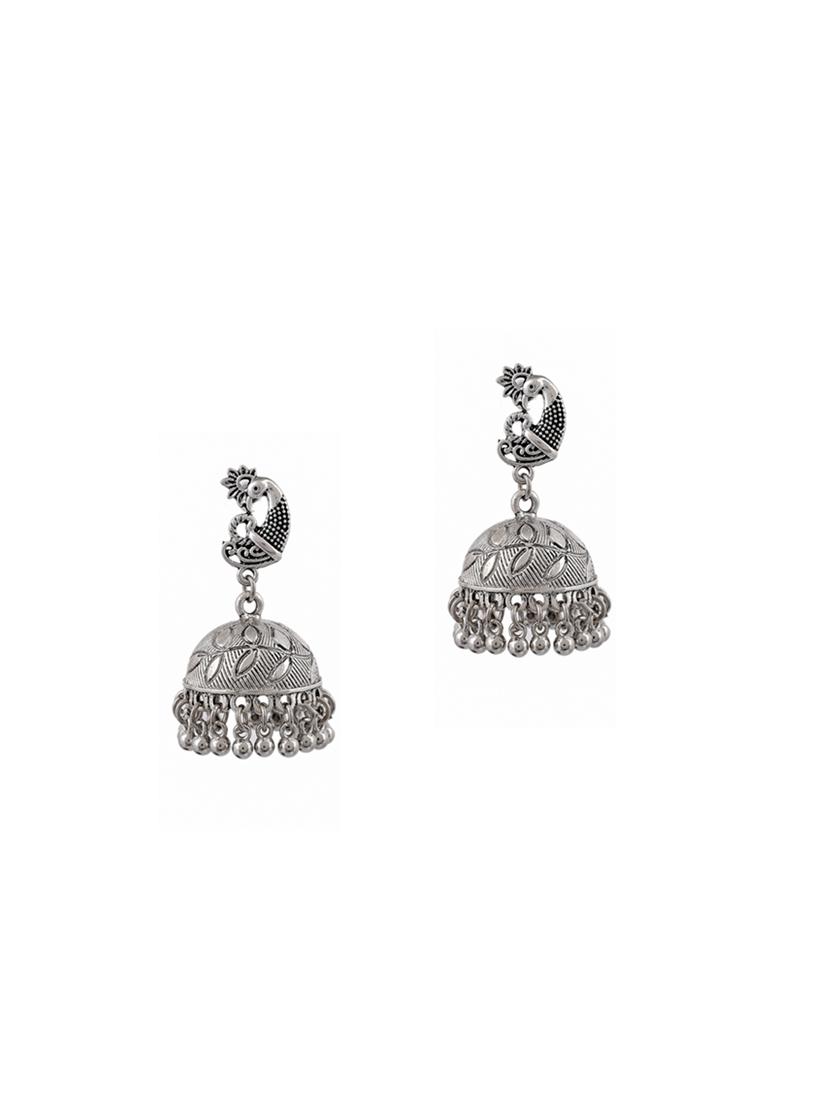 silver tone silver plated jhumka earring - 17164272 - Zoom Image - 0