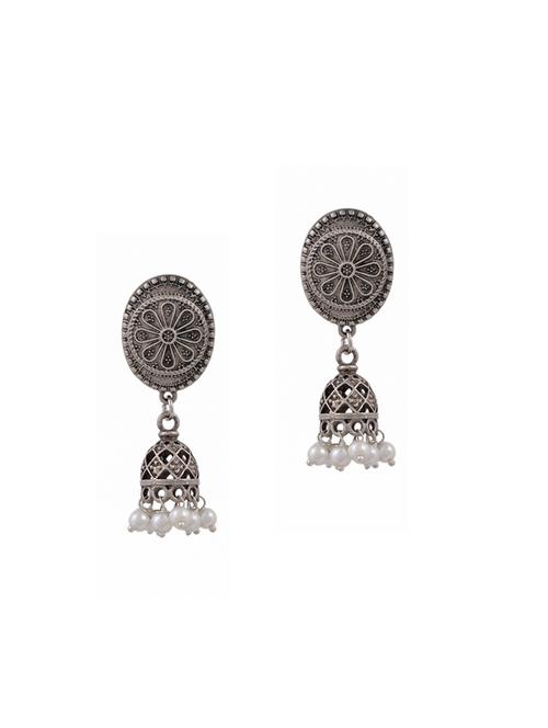 silver tone silver plated jhumka earring - 17164279 - Standard Image - 0