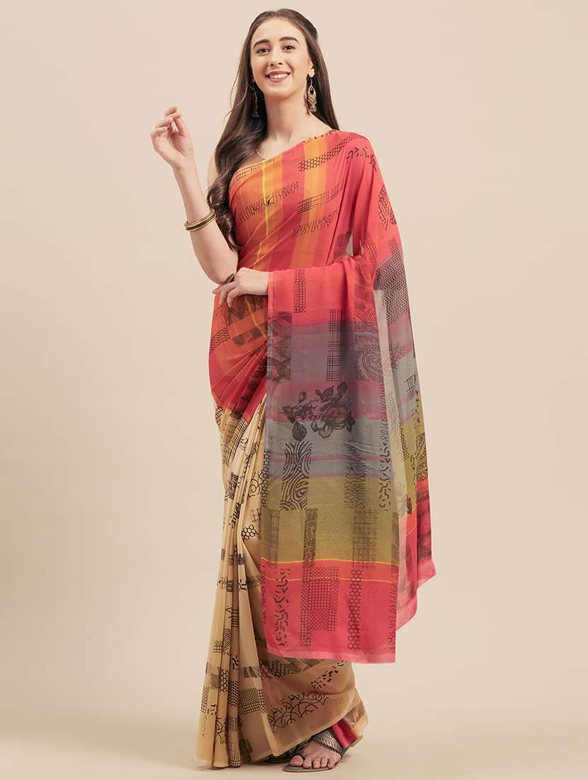 abstract printed saree
