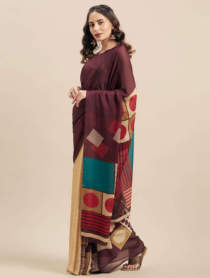 women's printed multi colored saree