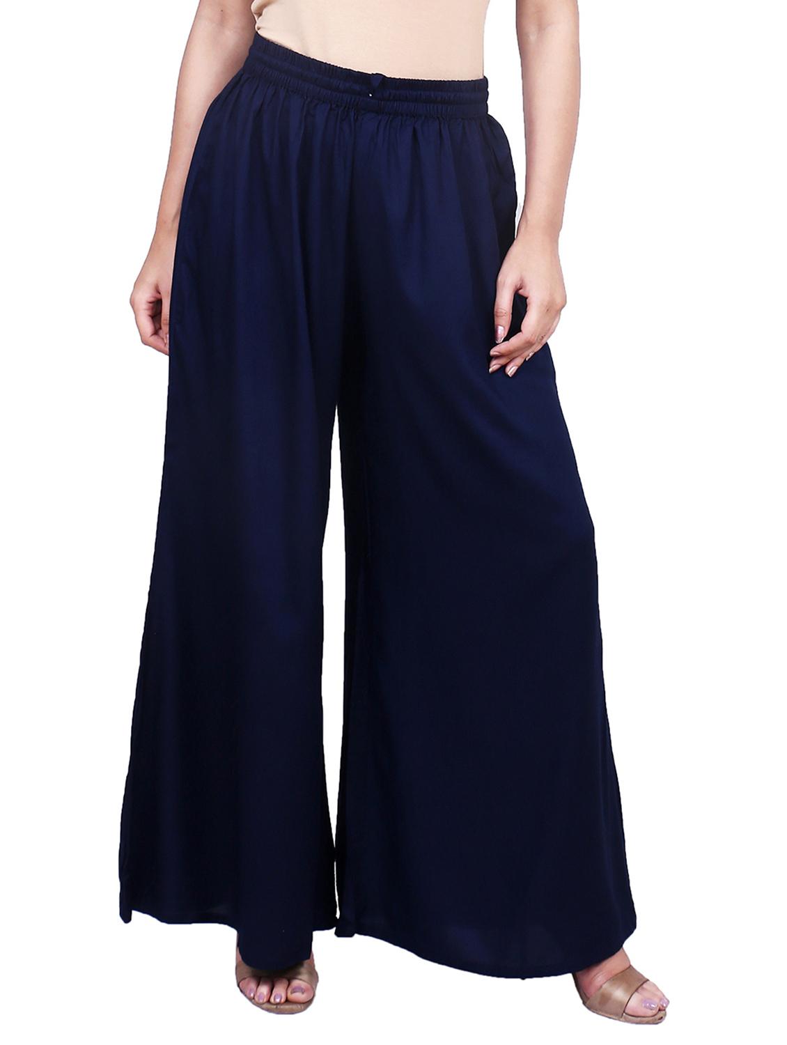 blue rayon palazzos - 17166563 -  Zoom Image - 0