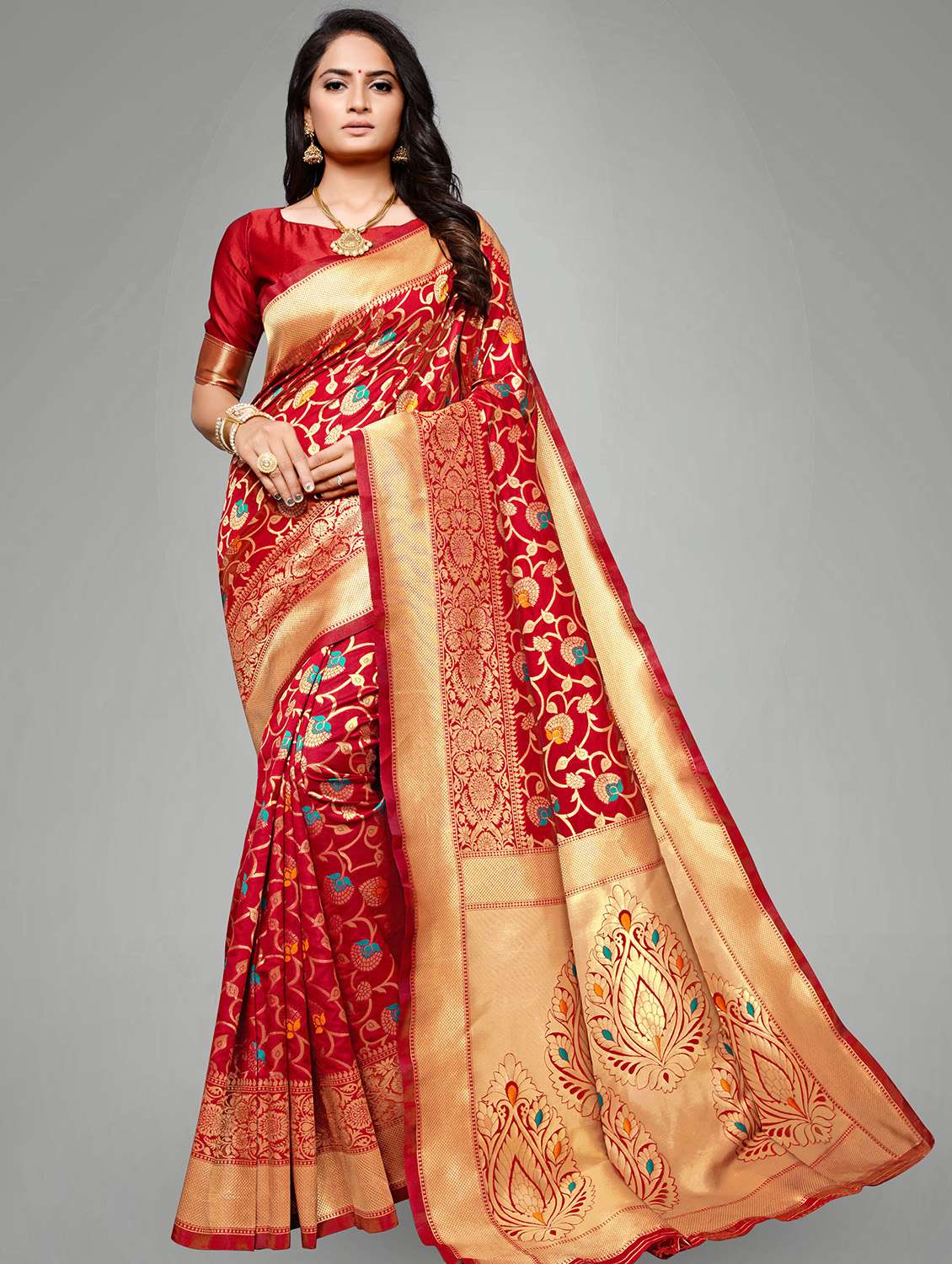 self design banarasi saree with blouse