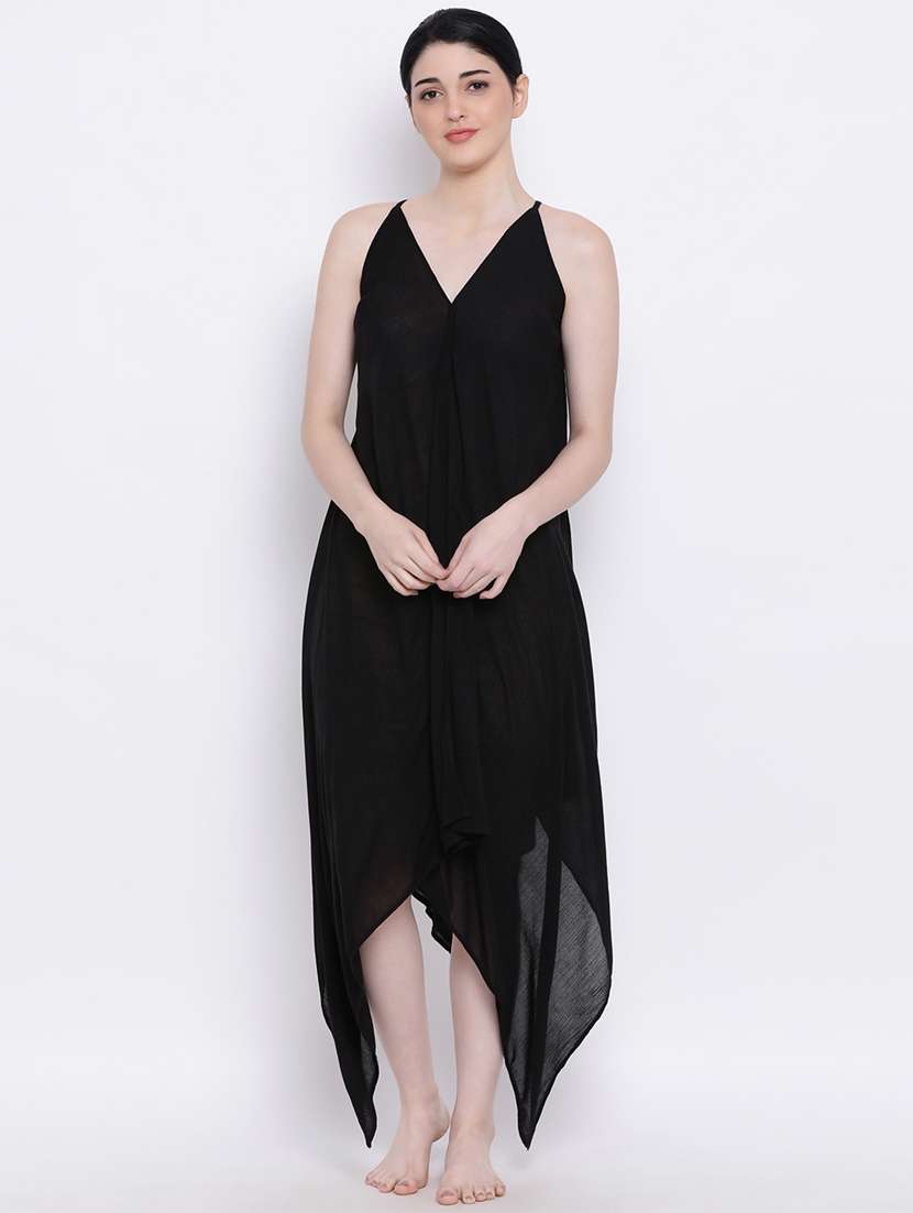 women's asymmetric solid dress