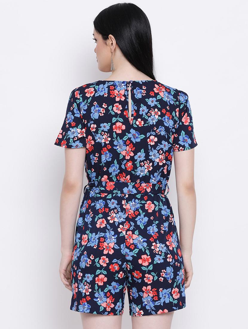 overlap neck floral romper - 17169595 - Standard Image - 2