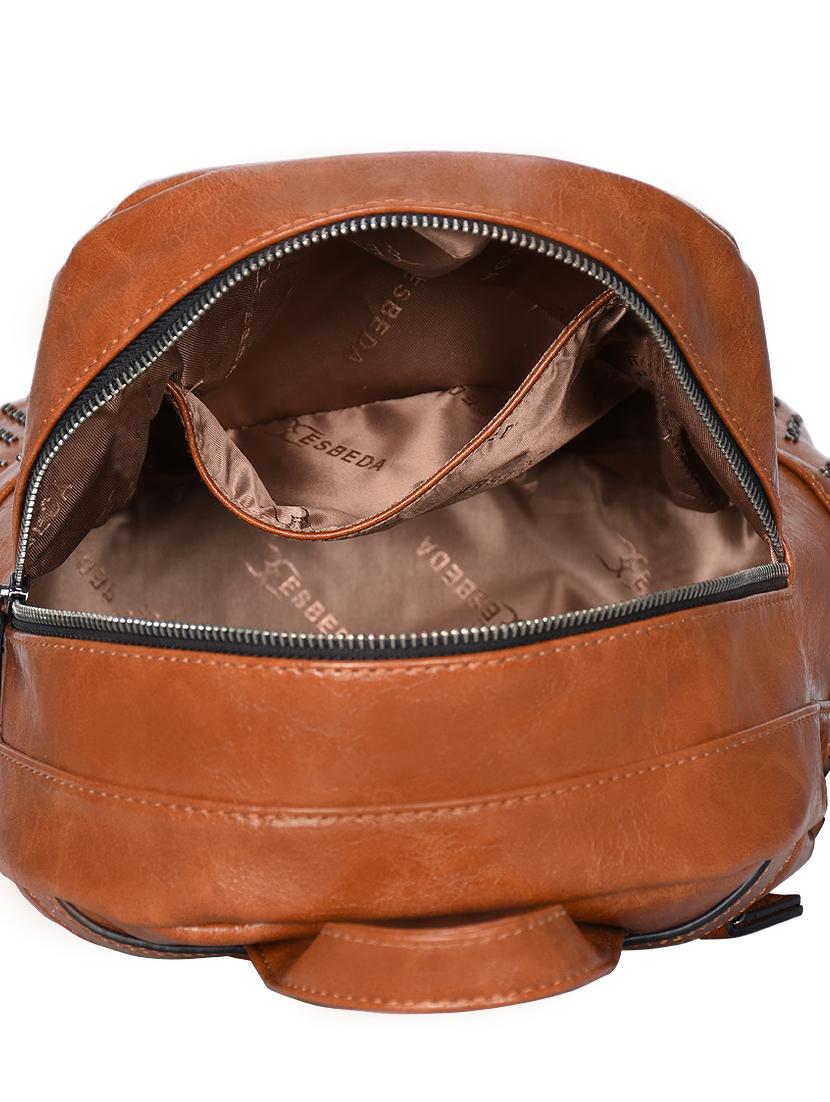tan leatherette (pu) fashion backpack - 17170039 - Standard Image - 2