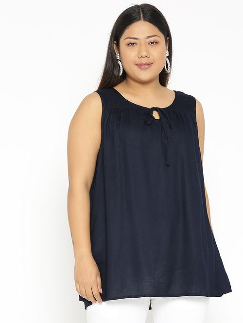 women's straight tie-up neck top - 17170390 - Standard Image - 0