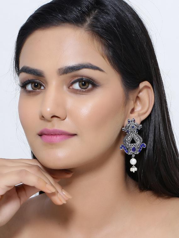 silver plated chandellier earring - 17170466 - Standard Image - 2