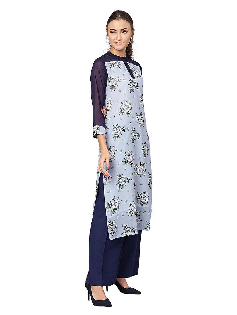 floral straight kurta - 17170603 - Standard Image - 2