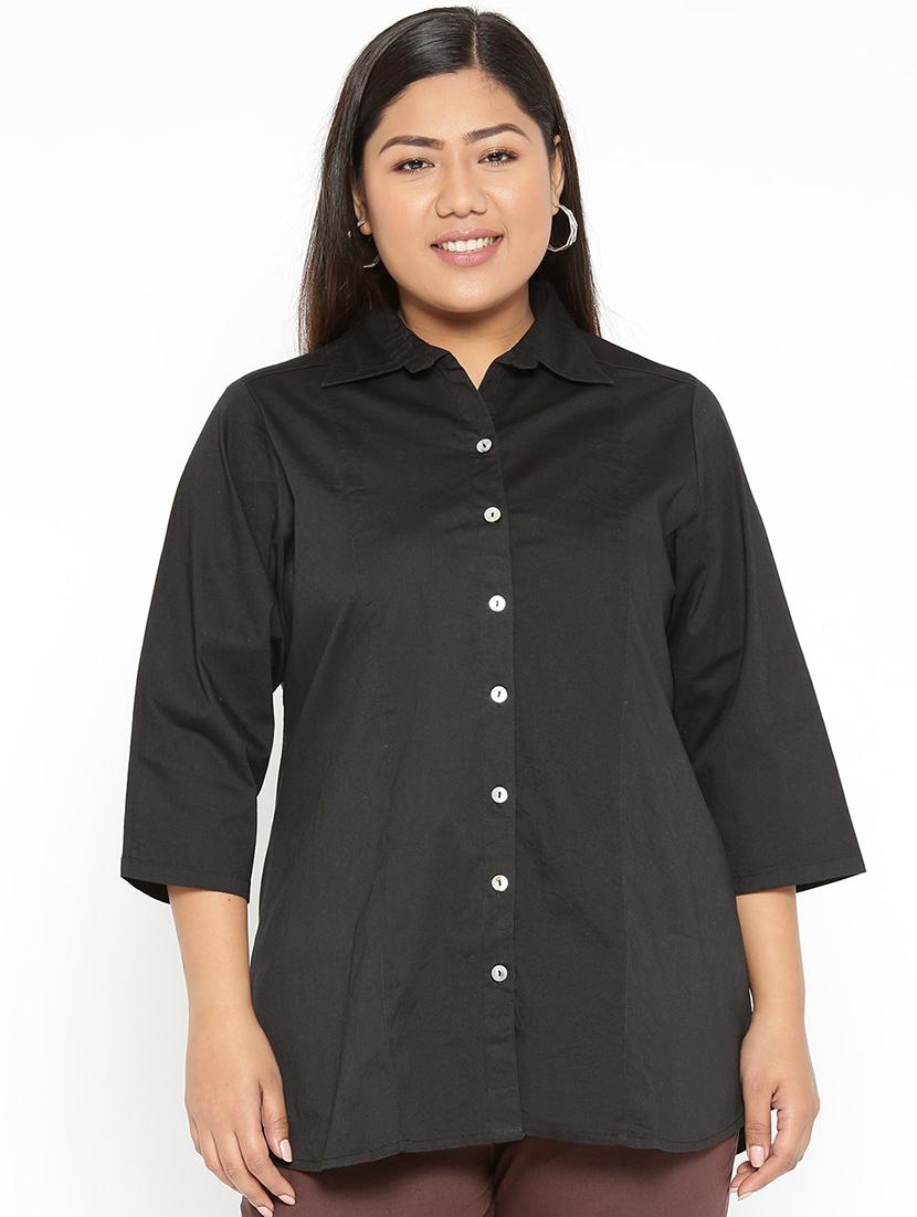 black cotton regular shirt - 17170749 - Zoom Image - 0