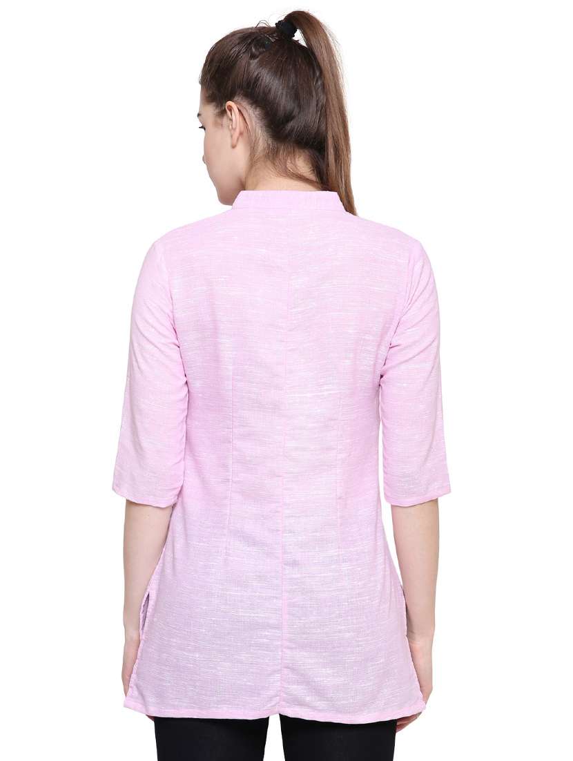 pink khadi cotton regular tunic - 17181483 - Standard Image - 2