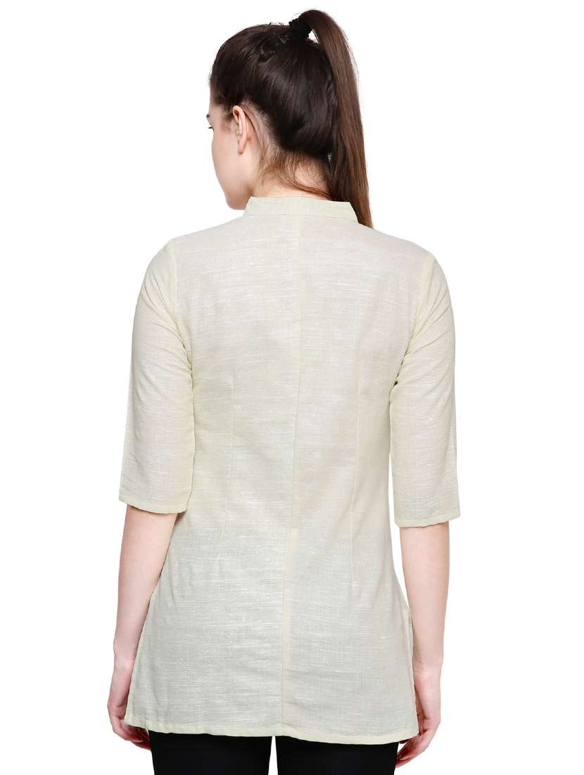 yellow khadi cotton regular tunic - 17181484 - Standard Image - 2