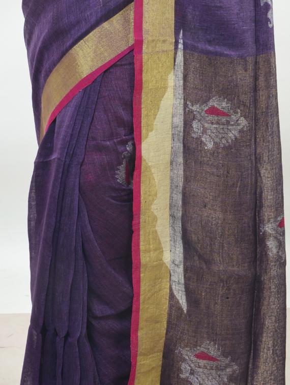 self design handloom saree with blouse - 17181959 - Standard Image - 2