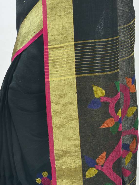 women's self design black colored saree - 17181972 -  Standard Image - 2