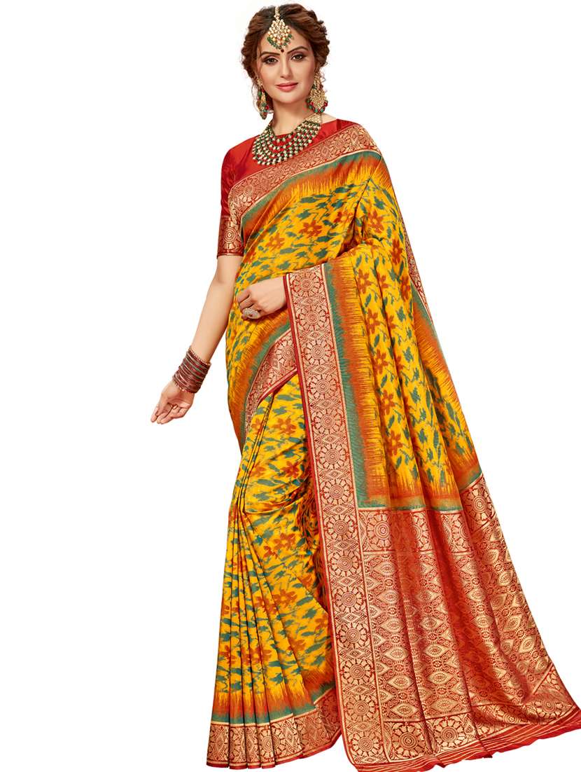 women printed bordered saree with blouse - 17183729 -  Zoom Image - 0