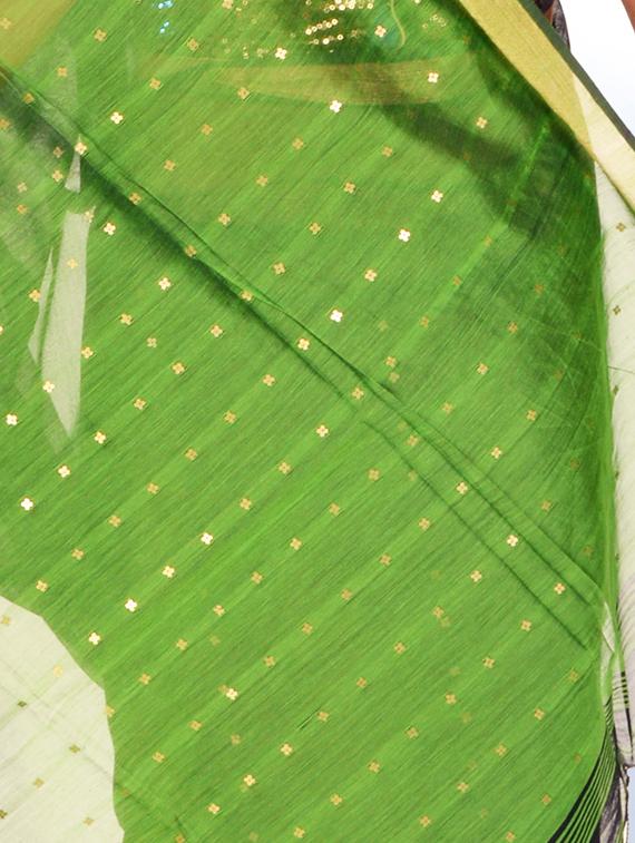 solid sequined handloom saree with blouse - 17189007 - Standard Image - 2