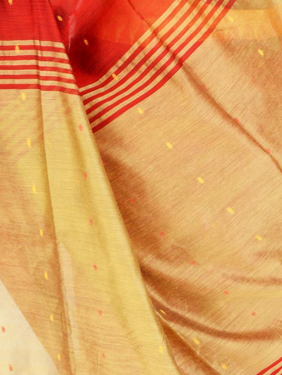 solid bordered handloom saree with blouse - 17189010 - Standard Image - 2