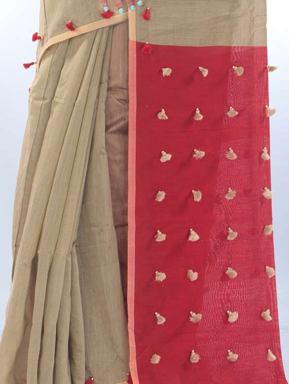 women's color block beige colored saree - 17189021 -  Standard Image - 2