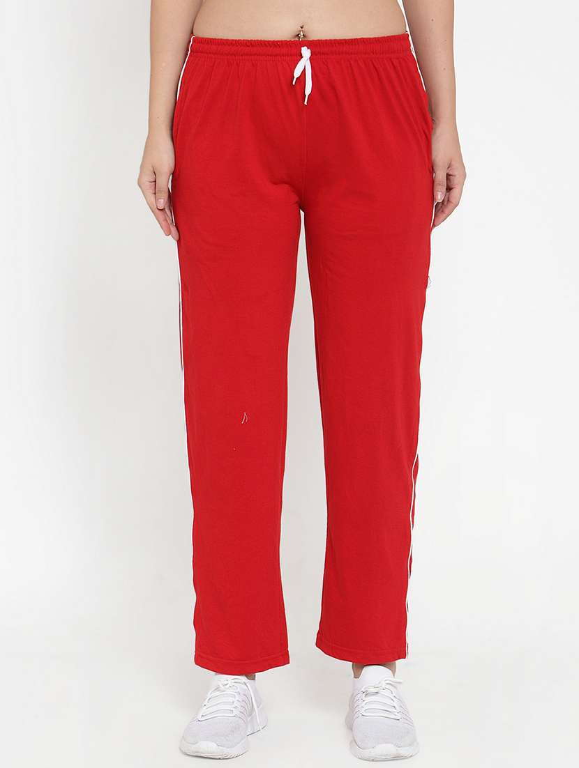 red hosery yoga pants track