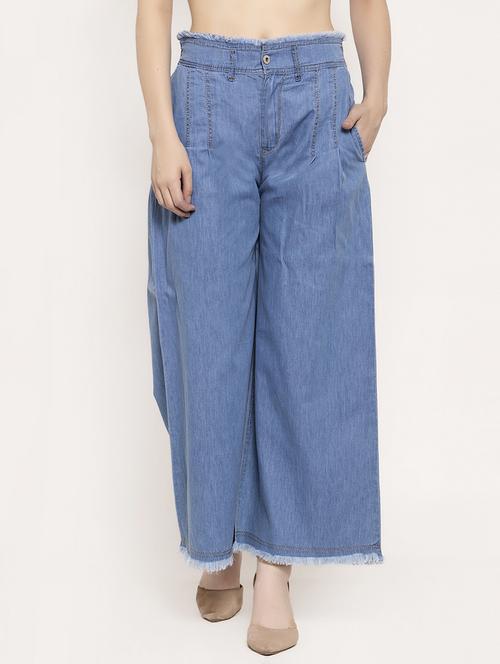 women's plain wide leg jeans - 17191503 -  Standard Image - 0