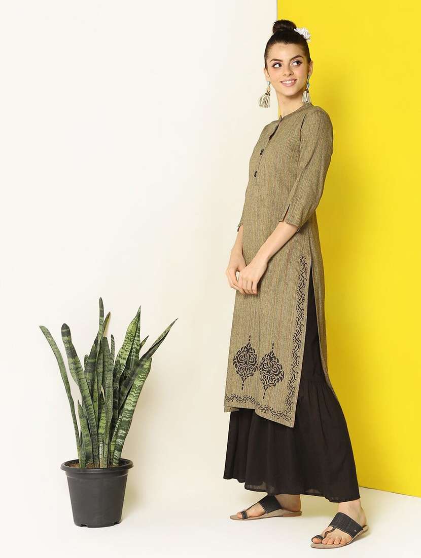 block print straight kurta