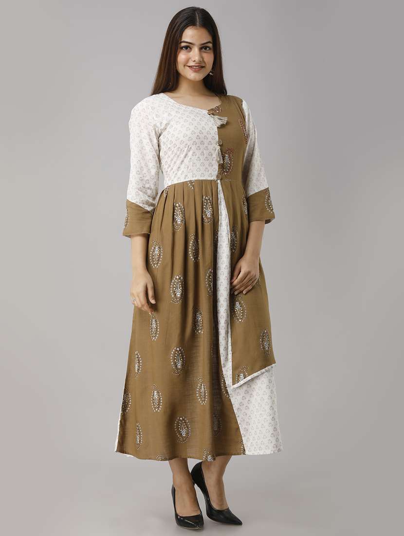 gold print embellished ethnic gowns kurta