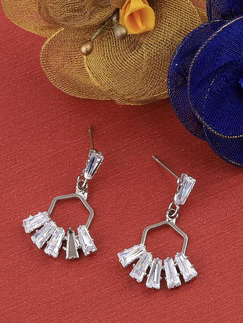 silver metal drop earring - 17194356 - Standard Image - 0