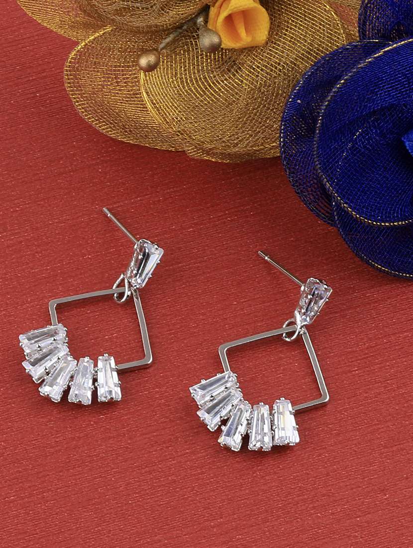 silver metal drop earring