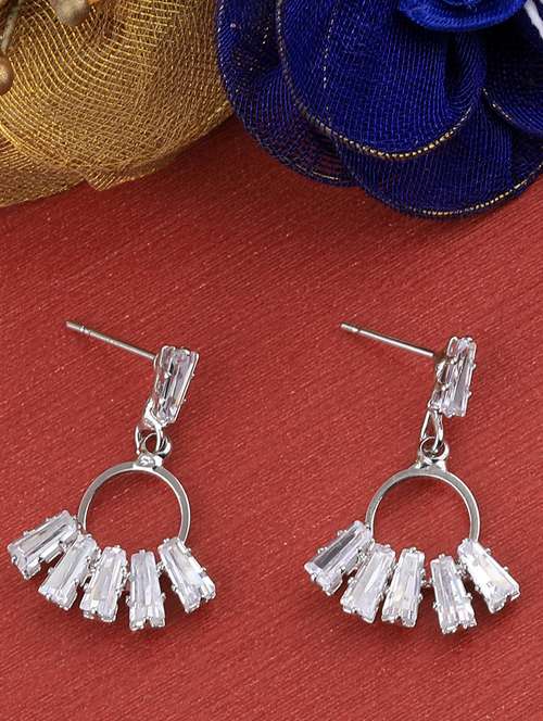 silver metal drop earring - 17194359 - Standard Image - 0