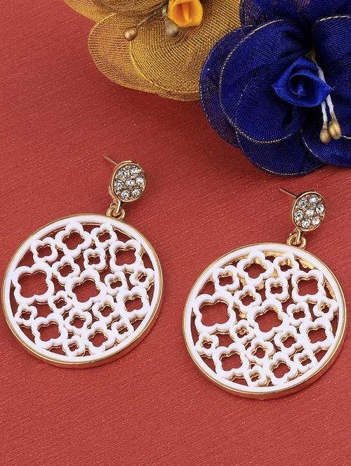 white metal drop earring - 17194383 - Standard Image - 0
